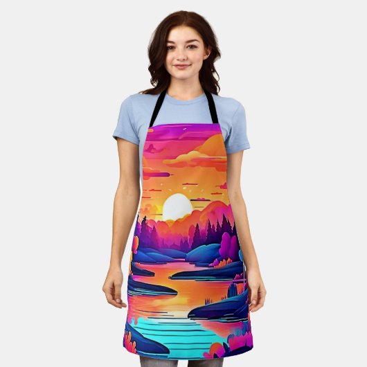 Sunset Lake Fantasy Art Schürze (Getragen)