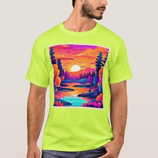Sunset Lake Fantasy Art T-Shirt (Vorderseite)