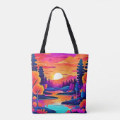 Sunset Lake Fantasy-Kunst Tasche (Rückseite)