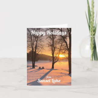 Sunset Lake Holiday Card Dankeskarte