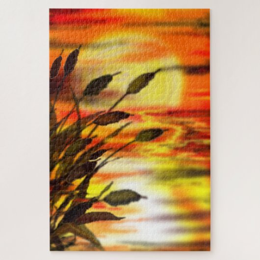 Sunset Lake Jigsaw Puzzle Malerei (Vertikal)