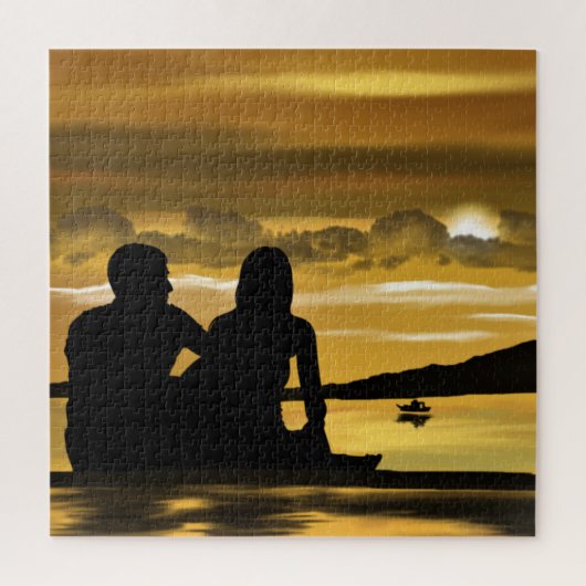Sunset Lake Jigsaw Puzzle Romantische Liebe - Coup (Vertikal)