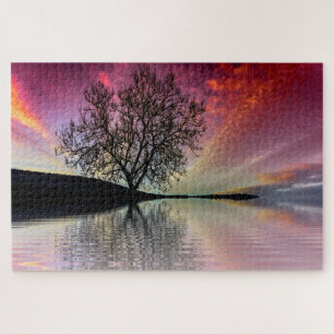 Sunset Lake Landschaftlich Tree Jigsaw Puzzle