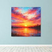 Sunset Lake - Pastel Painting Style Art Leinwanddruck (Insitu (Holzboden))