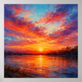 Sunset Lake - Pastel Painting Style Art Poster (Vorne)