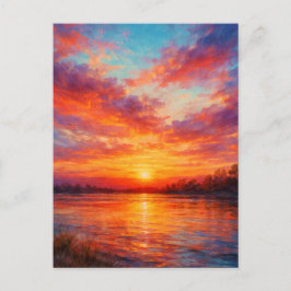 Sunset Lake - Pastel Painting Style Art Postkarte