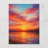 Sunset Lake - Pastell-Malstil-Kunst Postkarte (Vorderseite)