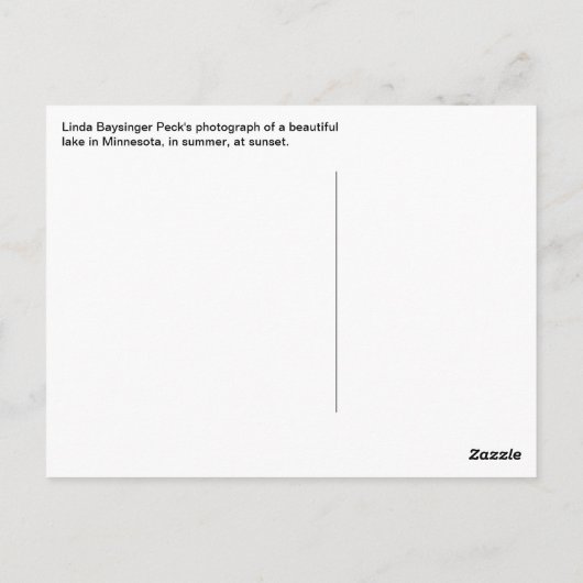Sunset Lake Postkarte (Rückseite)