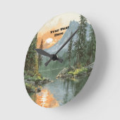 Sunset Lake Runde Wanduhr (Winkel)