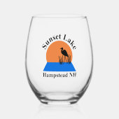 Sunset Lake Stemless Wine Glass Weinglas Ohne Stiel (Vorderseite)
