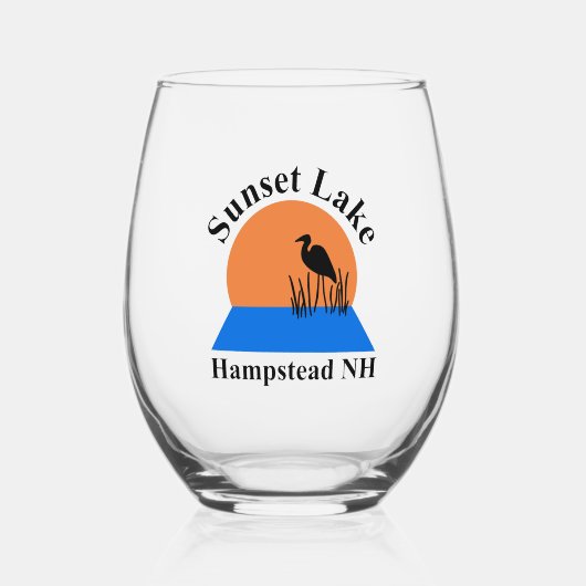 Sunset Lake Stemless Wine Glass Weinglas Ohne Stiel (Vorderseite)