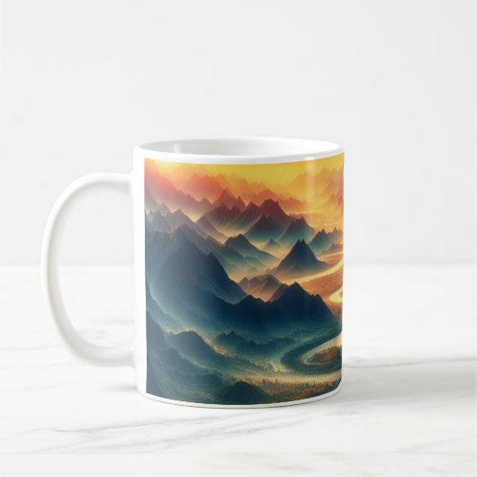 Sunset Landscape Valley Tasse (Links)