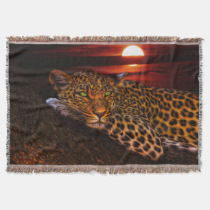 Sunset Leopard Decke