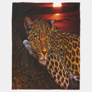 Sunset Leopard Fleecedecke