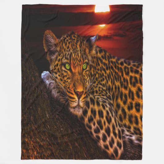 Sunset Leopard Fleecedecke (Vorderseite)