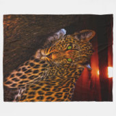 Sunset Leopard Fleecedecke (Vorderseite (Horizontal))