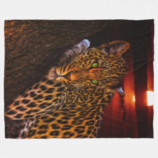 Sunset Leopard Fleecedecke (Vorderseite (Horizontal))