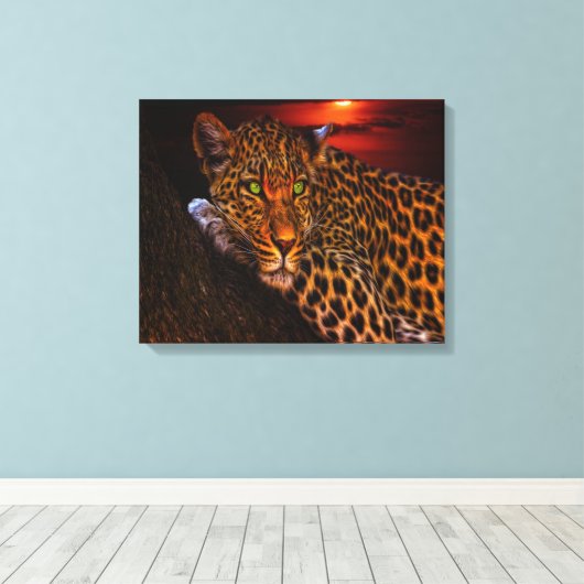 Sunset Leopard Leinwanddruck (Insitu (Holzboden))