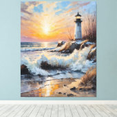 Sunset Lighthouse – Coastal Impressionist Seascape Leinwanddruck (Insitu (Holzboden))