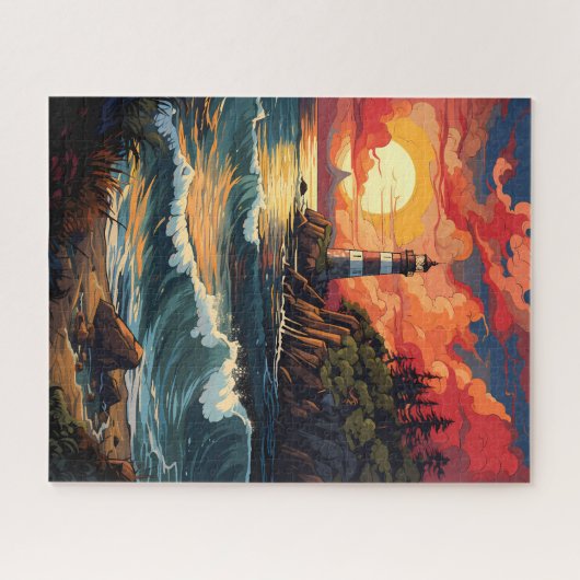 Sunset Lighthouse Jigsaw Puzzle (Horizontal)