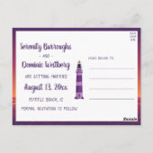 Sunset Lighthouse Nautical Wedding Save the Date Postkarte (Rückseite)