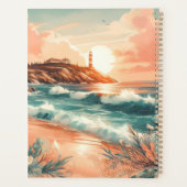 Sunset Lighthouse Ocean Beach Boho Floral Planer (Rückseite)