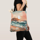 Sunset Lighthouse Ocean Beach Boho Floral Tasche (Von Nahem)