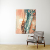 Sunset Lighthouse Ocean Beach Boho Floral Wandteppich (Beispiel)