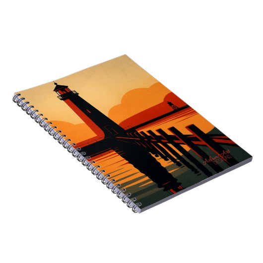 Sunset Lighthouse Silhouette Notizblock (Rechte Seite)