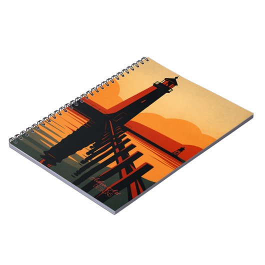 Sunset Lighthouse Silhouette Notizblock (Linke Seite)