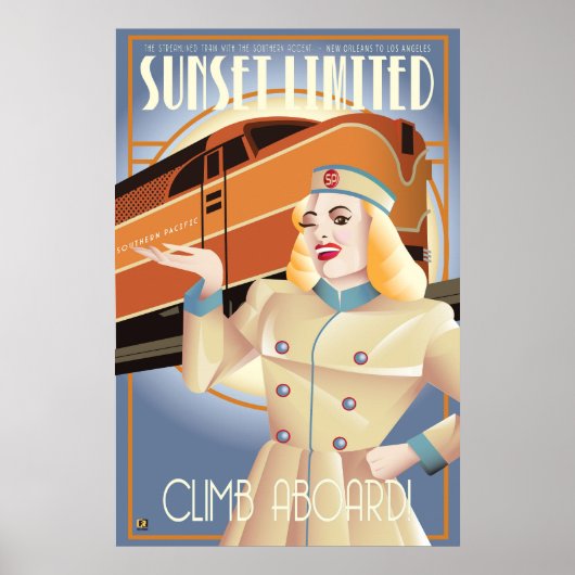 Sunset Limited Eisenbahn Vintage Poster (Vorne)