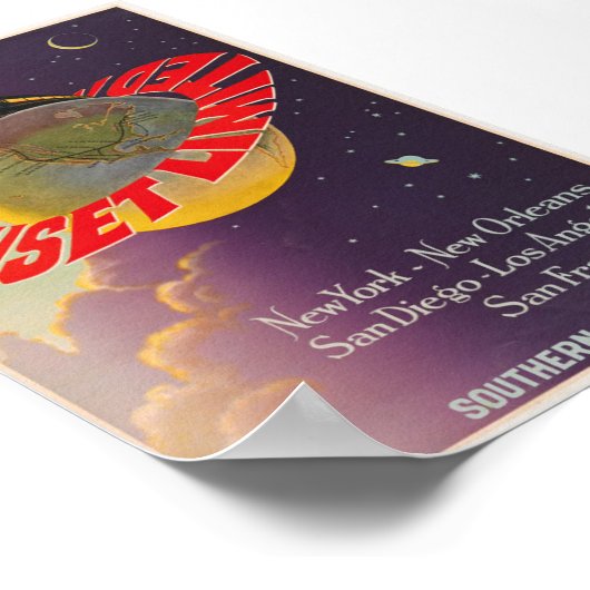 Sunset Limited Vintag Railway Poster (Ecke)