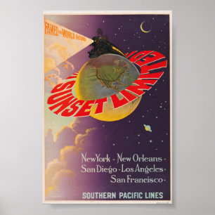 Sunset Limited Vintage Eisenbahnposter Poster