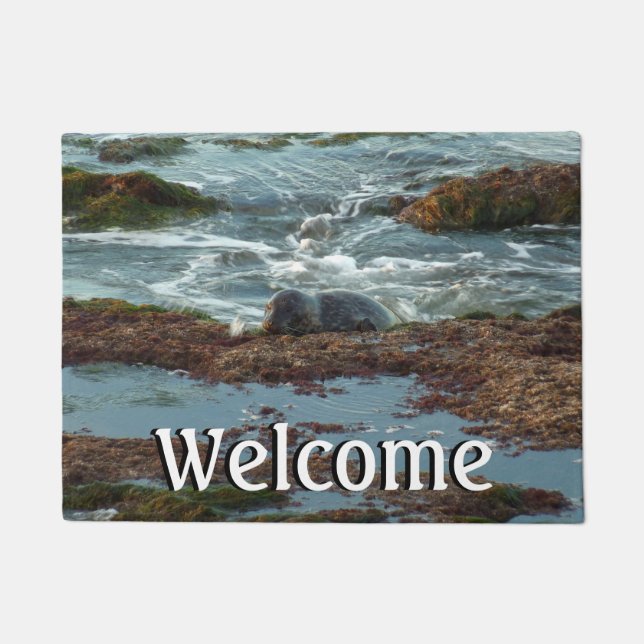 Sunset Lit Harbour Siegel I in San Diego Fußmatte (Vorderseite)