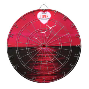 Sunset Love Dart Board Romantic Black Red Dartscheibe