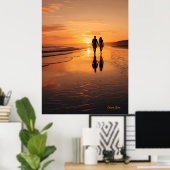 Sunset Lovers - Romantic Beach Silhouette Wall Art Poster (Heimbüro)