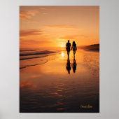 Sunset Lovers - Romantic Beach Silhouette Wall Art Poster (Vorne)