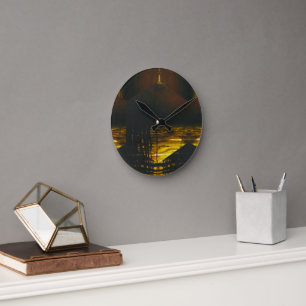 Sunset Magic Abstrakt Runde Wanduhr