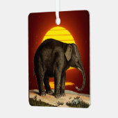 Sunset Magnificant African Elephant Ornament Aus Metall (Vorderseite links)