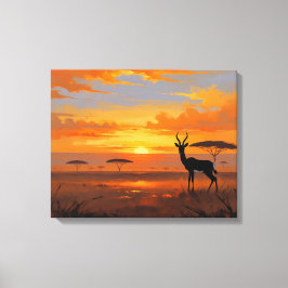 Sunset Majesty in the Savannah – Abstract Gazelle  Leinwanddruck