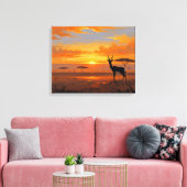 Sunset Majesty in the Savannah – Abstract Gazelle Leinwanddruck (Insitu (Wohnzimmer))