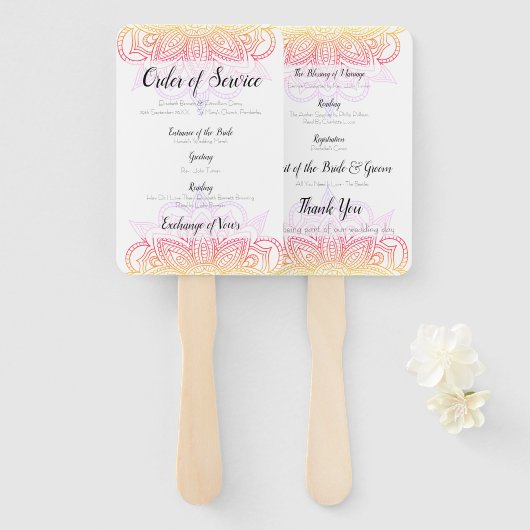 Sunset Mandala Order Fan Fächer (Vorne und Hinten)