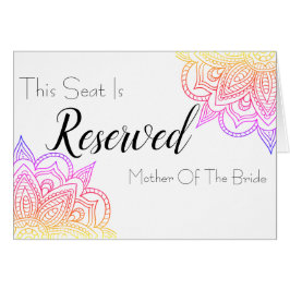 Sunset Mandala Reserviertes Seat Wedding Sign