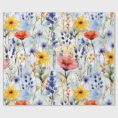 Sunset Meadow Watercolor Wildflower Pattern Geschenkpapier (Flach)
