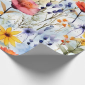 Sunset Meadow Watercolor Wildflower Pattern Geschenkpapier (Ecke)
