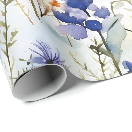 Sunset Meadow Watercolor Wildflower Pattern Geschenkpapier (Rolleneckpunkt)