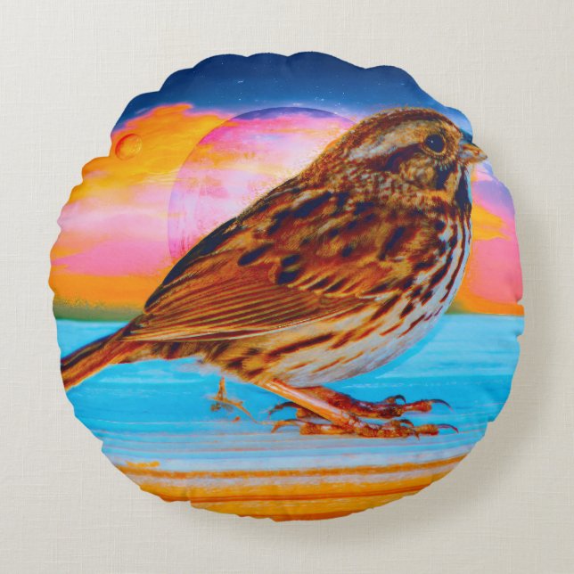 Sunset Melody Rundes Kissen (Vorderseite)