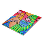 Sunset Mermaid Abstrakte digitale Malerei Fliese (Seite)