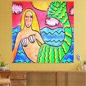 Sunset Mermaid Abstrakte digitale Malerei Leinwanddruck (Insitu (Wohnzimmer))