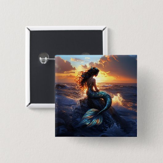 Sunset Mermaid Button (Vorne & Hinten)